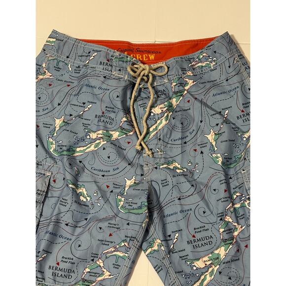 J. Crew Original Swimmwear Bermuda Island Map Swim/Board Shorts, Size 32 - Picture 3 of 6